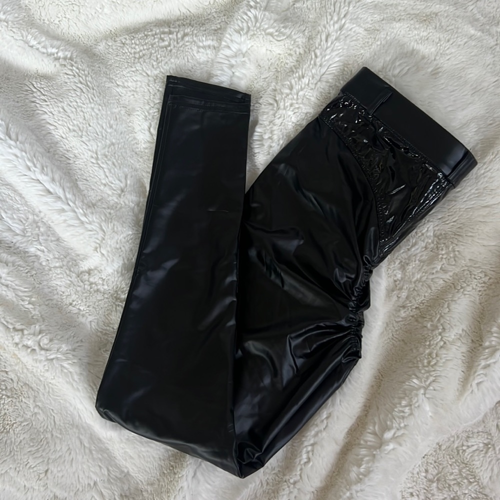 Scrunch butt faux leather pants, small, new, never worn, no tags